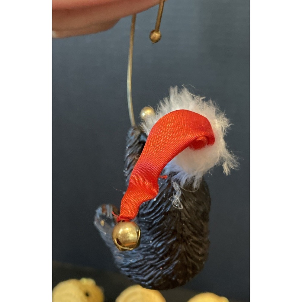Black Bear Bears Honey Comb Bee Christmas Dangling Ornaments Resin Set Of 6 - Picture 6 of 7